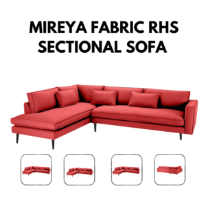 Short Description Make a bold statement with the Mireya Fabric RHS Sectional Sofa. This contemporary L-shaped sofa features a right-hand side (RHS) lounger, premium fabric upholstery, and a spacious design perfect for modern living rooms. Sofa