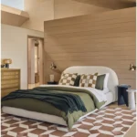 Sadarius Upholstered Bed Frame – Curved Bouclé Design