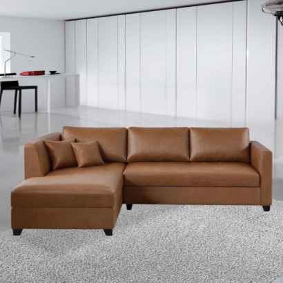 UrbanComfort L-Shaped Sofa – Stylish Brown Leatherette with Durable Frame & Plush Seating 8 UrbanComfort L-Shaped Sofa