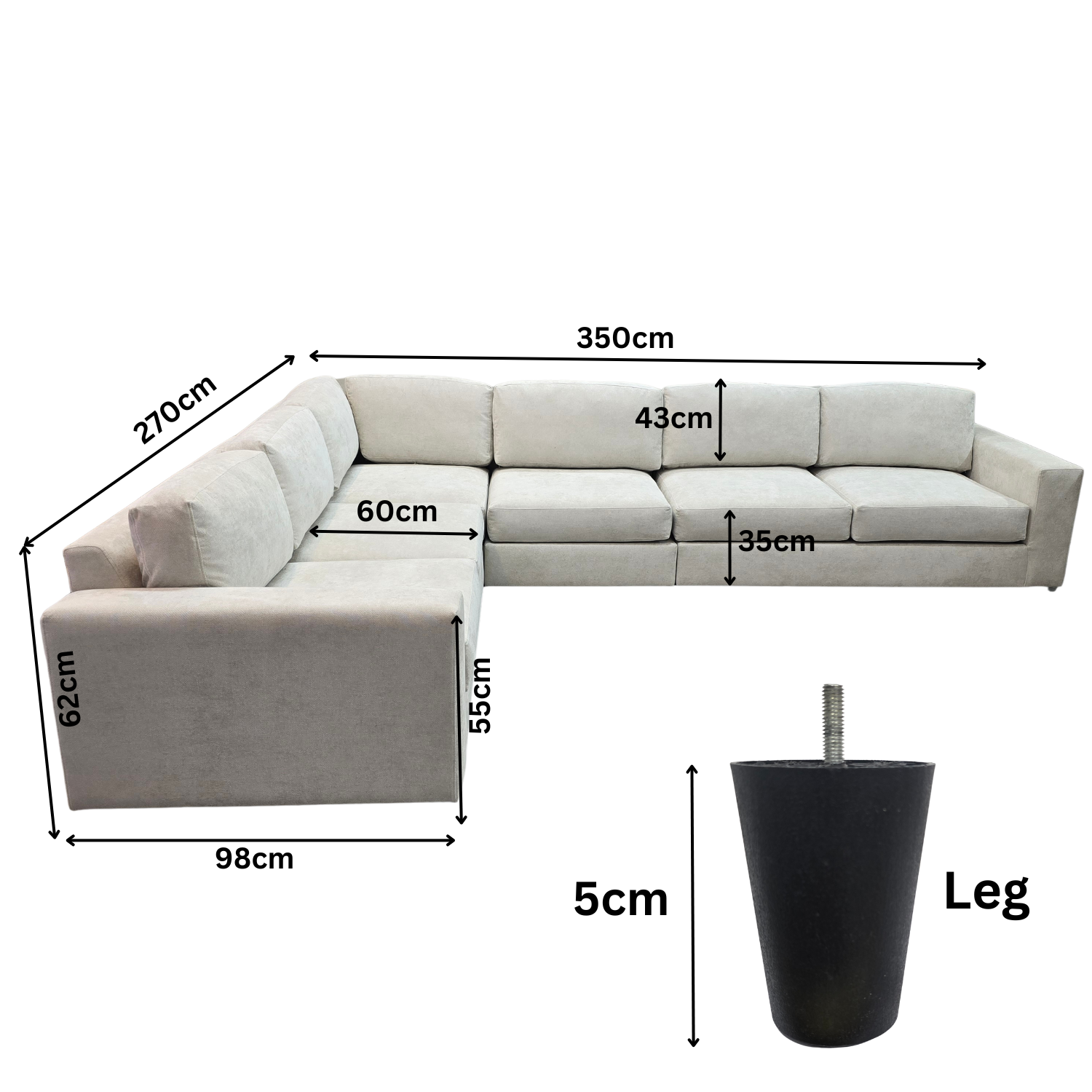 Nova 6-Seater Sofa with Premium Fabric Finishing 5 Nova 6-Seater Sofa with Premium Fabric Finishing