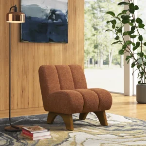 Brenetta Upholstered Accent Chair with Unique Arc Base