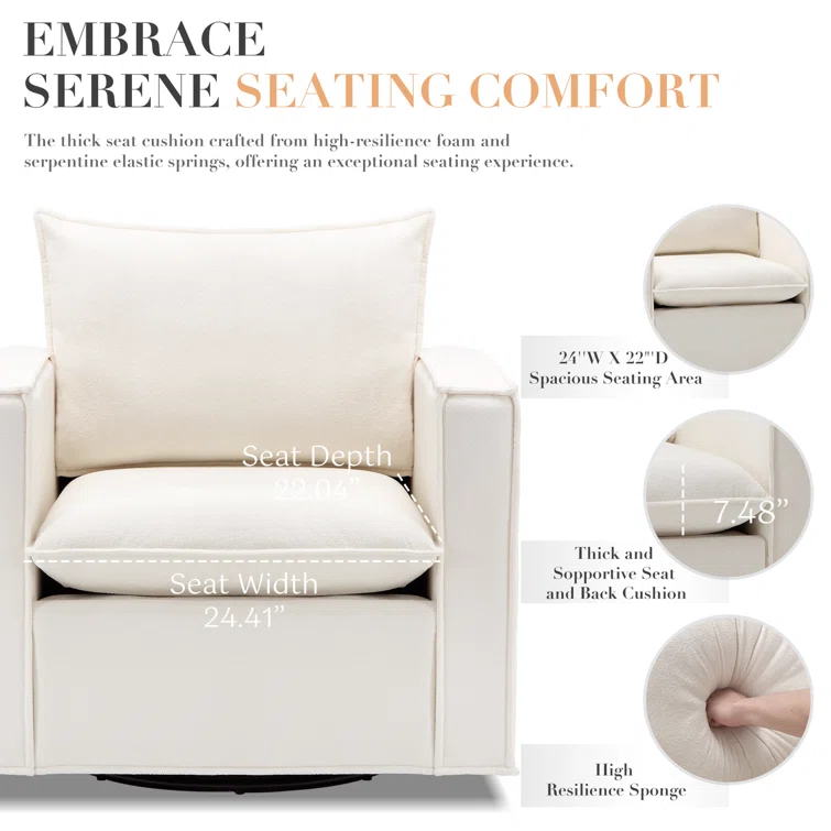 Hendina Modern Upholstered Swivel Accent Armchair-360° Swivel Accent Chair 2 Hendina Modern Upholstered Swivel Accent Armchair-360° Swivel Accent Chair