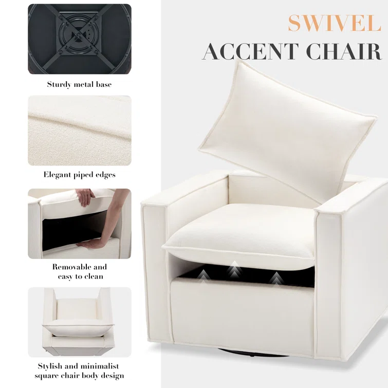 Hendina Modern Upholstered Swivel Accent Armchair-360° Swivel Accent Chair 3 Hendina Modern Upholstered Swivel Accent Armchair-360° Swivel Accent Chair