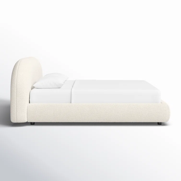 Sadarius Upholstered Bed Frame – Curved Bouclé Design 3 Sadarius Upholstered Bed Frame – Curved Bouclé Design
