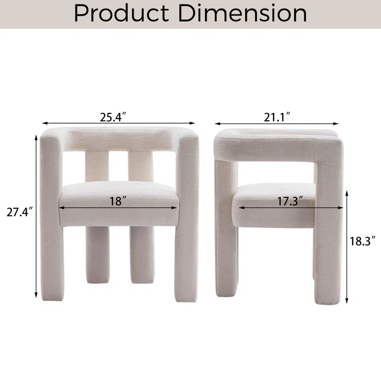 Silton Modern Wide Chenille Upholstered Accent Chair | Minimalist Barrel Design – Cream White 11 Silton Modern Wide Chenille Upholstered Accent Chair | Minimalist Barrel Design – Cream White