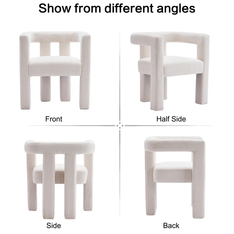 Silton Modern Wide Chenille Upholstered Accent Chair | Minimalist Barrel Design – Cream White 4 Silton Modern Wide Chenille Upholstered Accent Chair | Minimalist Barrel Design – Cream White