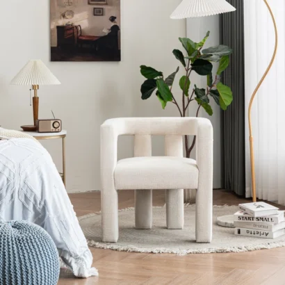 Silton Modern Wide Chenille Upholstered Accent Chair | Minimalist Barrel Design – Cream White 12 Silton Modern Wide Chenille Upholstered Accent Chair | Minimalist Barrel Design – Cream White