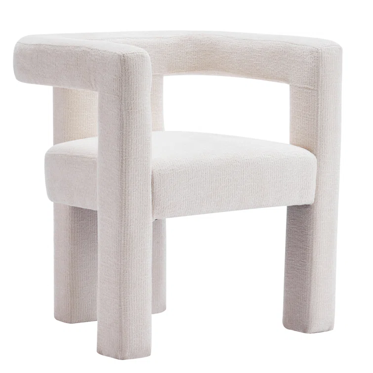 Silton Modern Wide Chenille Upholstered Accent Chair | Minimalist Barrel Design – Cream White 6 Silton Modern Wide Chenille Upholstered Accent Chair | Minimalist Barrel Design – Cream White
