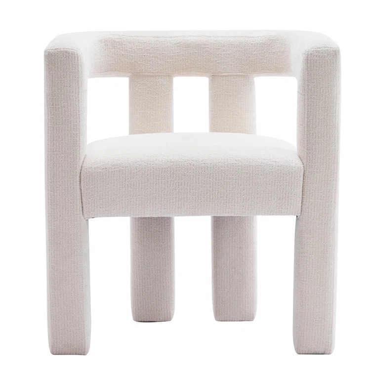 Silton Modern Wide Chenille Upholstered Accent Chair | Minimalist Barrel Design – Cream White 5 Silton Modern Wide Chenille Upholstered Accent Chair | Minimalist Barrel Design – Cream White