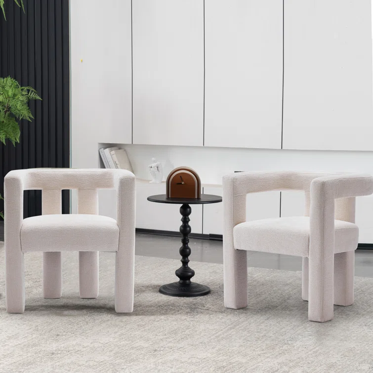 Silton Modern Wide Chenille Upholstered Accent Chair | Minimalist Barrel Design – Cream White 7 Silton Modern Wide Chenille Upholstered Accent Chair | Minimalist Barrel Design – Cream White