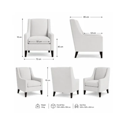 Wingback Accent Chair in Dubai with premium upholstered fabric and solid wooden legs by Ansary Furniture.