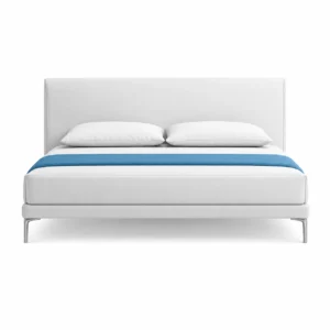 Aether Luxe Bed in light heather grey with premium bamboo lyocell upholstery and a slimline upholstered headboard for modern bedrooms in Dubai, UAE.