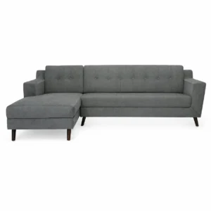 Front view of Amanda RHS L-Shaped Sectional Sofa in grey fabric for contemporary living rooms in Dubai