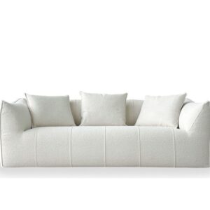Home 24 Plush White 3-Seater Sofa