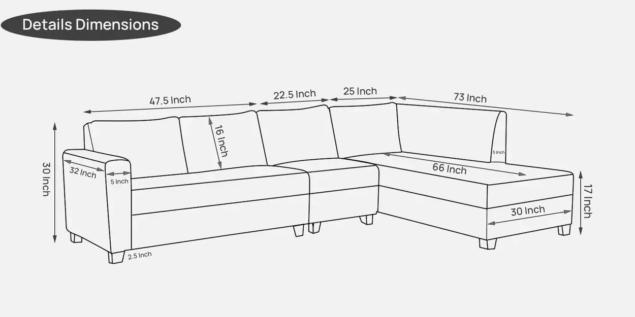 Bingo Fabric LHS 6-Seater Sofa 3 Bingo Fabric LHS 6-Seater Sofa