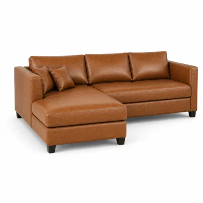 Premium brown leather chaise sofa with contemporary design for UAE homes
