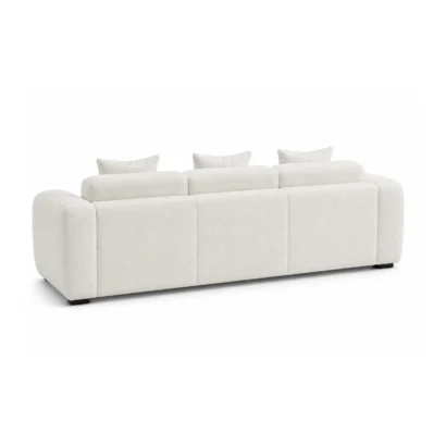 Comfortable white fabric 3-seater sofa with deep seating, premium textured upholstery, and modern design for Dubai homes.