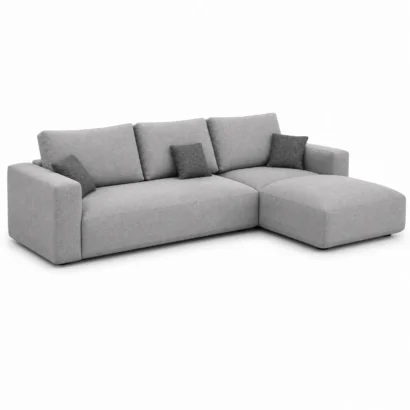 Contemporary grey modular sofa with spacious chaise, plush cushions, and premium upholstery for UAE homes.