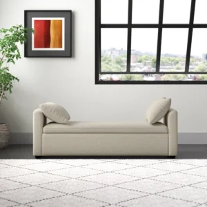 Home 47 Modern Storage Bench with 2 Cozy Pillows – Underseat Organizer, 330Lbs