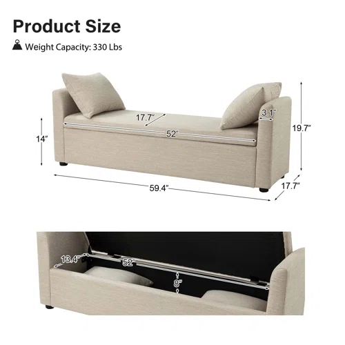 Modern Storage Bench with 2 Cozy Pillows – Underseat Organizer, 330Lbs 3 Modern Storage Bench with 2 Cozy Pillows – Underseat Organizer, 330Lbs