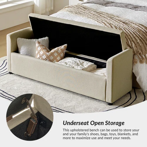Modern Storage Bench with 2 Cozy Pillows – Underseat Organizer, 330Lbs 9 Modern Storage Bench with 2 Cozy Pillows – Underseat Organizer, 330Lbs