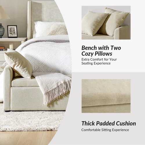 Modern Storage Bench with 2 Cozy Pillows – Underseat Organizer, 330Lbs 6 Modern Storage Bench with 2 Cozy Pillows – Underseat Organizer, 330Lbs