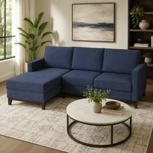 Fidel Sectional Sofa blue upholstery fabric close-up