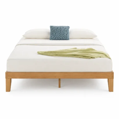 Harmony Full-Size Bed Frame with a modern upholstered headboard and premium fabric, luxury bedroom furniture in Dubai, UAE.
