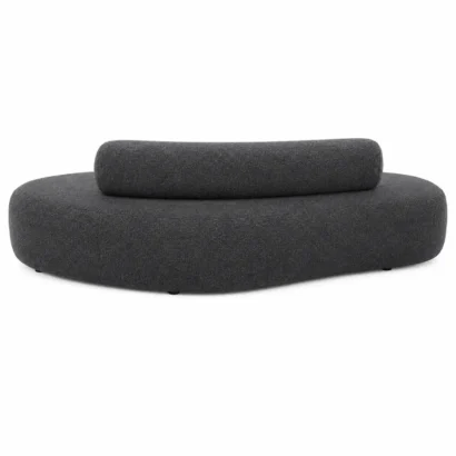 Luxury Contemporary Dark Grey Curved Sofa with rounded backrest and premium woven fabric for stylish UAE living spaces.