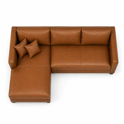 Luxury leather corner sofa with left-hand chaise for stylish living rooms in Dubai