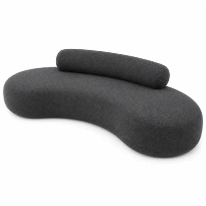 Modern Contemporary Dark Grey Curved Sofa featuring durable dark grey textile upholstery for elegant UAE interiors.