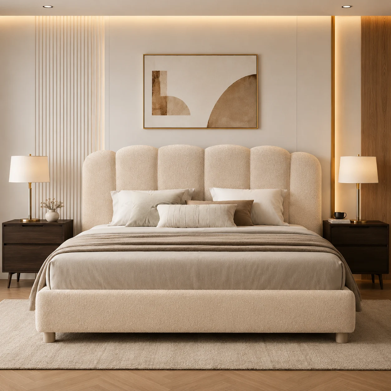 Elegant upholstered bed frame with resilient foam padding and premium fabric upholstery in Dubai.
Furniture Shop UAE