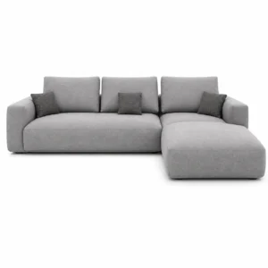 Modern Grey Modular L-Shaped Sectional Sofa in premium grey fabric for contemporary living rooms in Dubai, UAE.