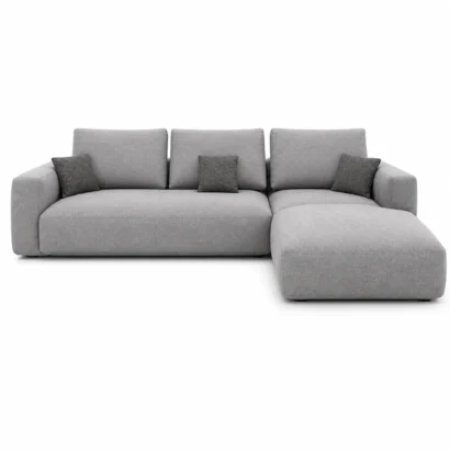 Modern Grey Modular L-Shaped Sectional Sofa in premium grey fabric for contemporary living rooms in Dubai, UAE.