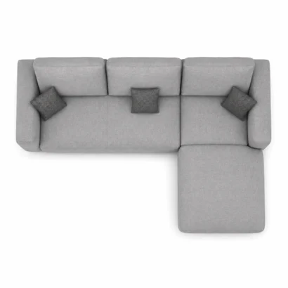 Modern grey sectional sofa designed for spacious living rooms with premium fabric and exceptional comfort in Dubai.