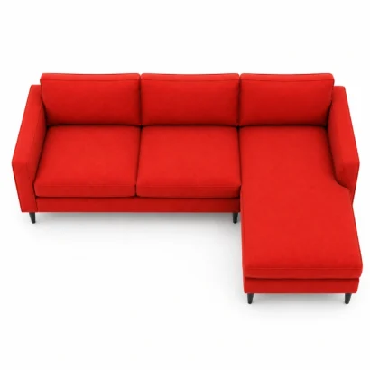 Top view of the Premium Mireya Fabric RHS Sectional Sofa highlighting the right-hand chaise, deep seat cushions, premium fabric texture, and modern sectional layout.