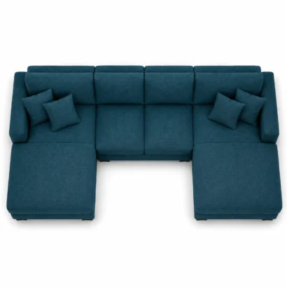 Buy Teal Blue Corner Sofa online in UAE from Ansary Furniture with premium upholstery, durable frame and luxury sectional design.