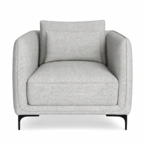 Rae Modern Upholstered Armchair front view with cushioned seat and backrest