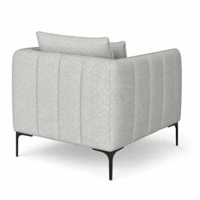 Rae modern accent chair with light textured upholstery and contemporary design