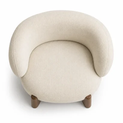 Top view of Silton cream chenille modern accent chair