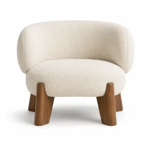 Silton Modern Wide Accent Chair in cream-white chenille upholstery