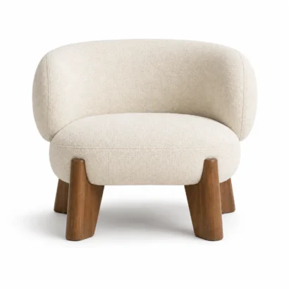 Silton Modern Wide Accent Chair in cream-white chenille upholstery