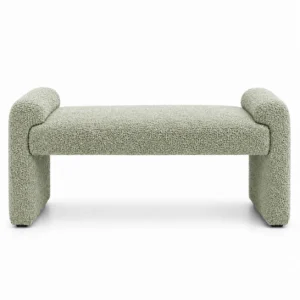 SoftNest Designer Bouclé Bench front view with rounded sides and cushioned seat