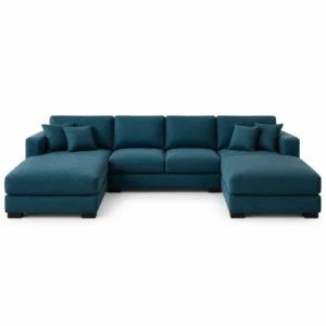 Teal Blue Corner Sofa with premium fabric upholstery, U-shaped sectional design and spacious seating for modern living rooms in Dubai, UAE.