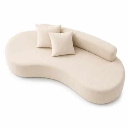 Luxury cream curved sofa with soft premium fabric for contemporary homes in UAE