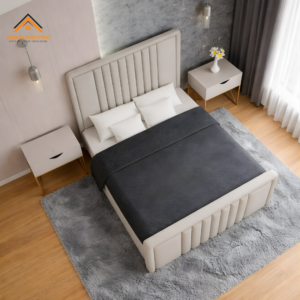 Space saving storage bed Dubai with hydraulic lift and modern design