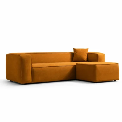 Charcoal Elara Minimalist Block Sofa with matching ottoman.