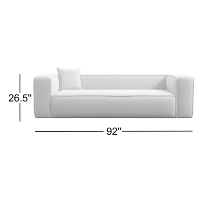 Cloud white Bettie Minimalist Sofa with 92" width dimensions.