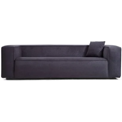 Architectural square arm detail of the Bettie Minimalist Sofa.