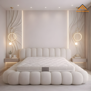 Modern Organic Bouclé Bed